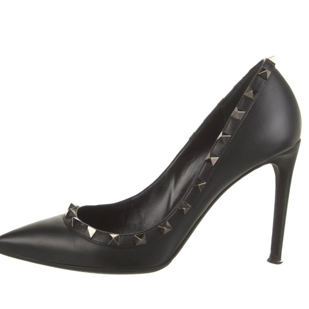 Valentino Black Leather Rockstud Heels